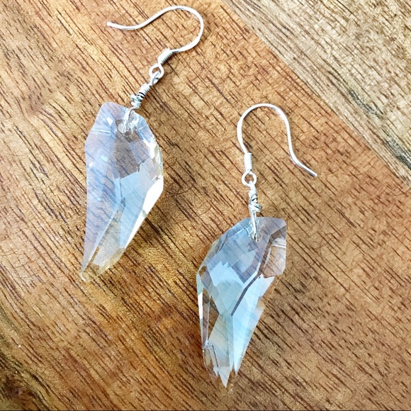 KAE Jewelry - Crystal Drop Dangle Earrings Wings Sterling Silver